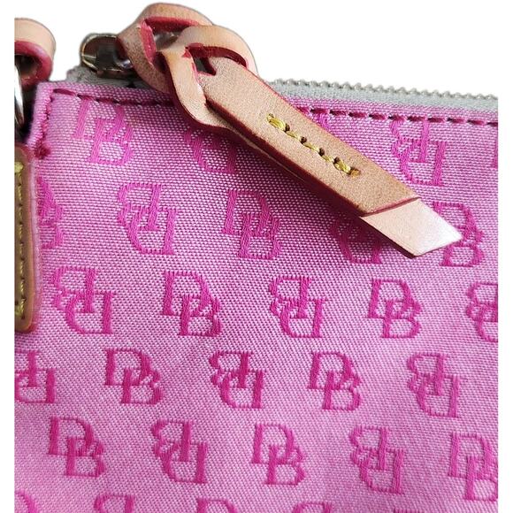 Dooney & Bourke Vtg Y2K Pink Canvas Monogram Leather Strap Crossbody Bag - Picture 6 of 13